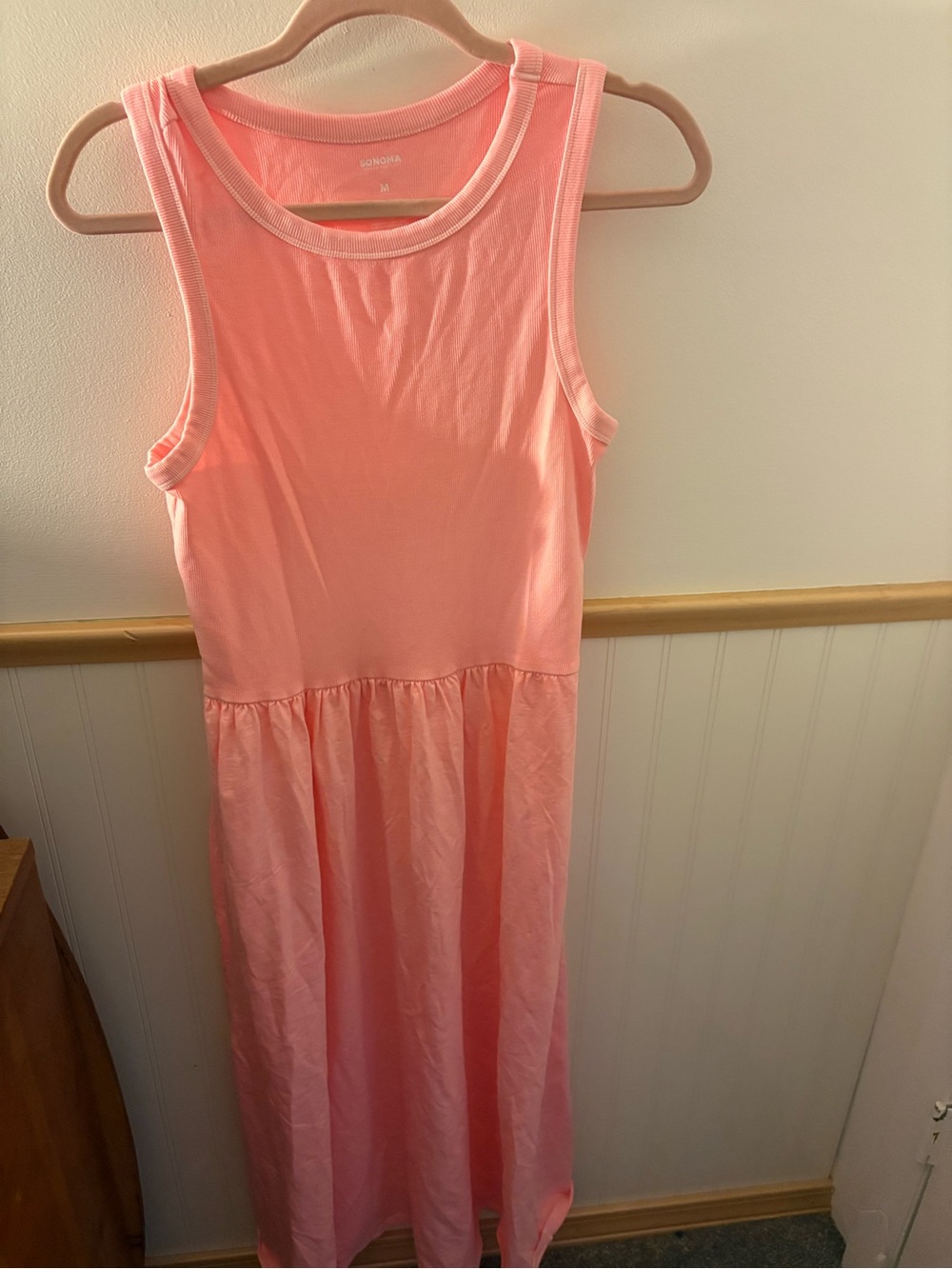 Sonoma Goods for Life Pink Ribbed Sleeveless Tiered Midi Dress Medium